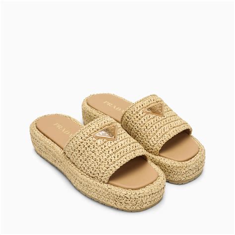 prada raffia platform slides|prada espadrilles sandals platform.